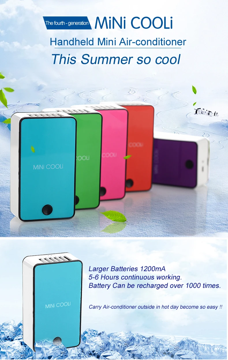 Portable USB battery 1200 mAh humidity mini fan