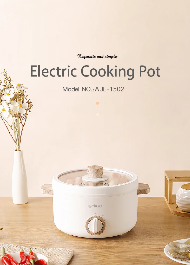 Electric 1.5L Fashion Cooking Pot Kitchen Skillet
